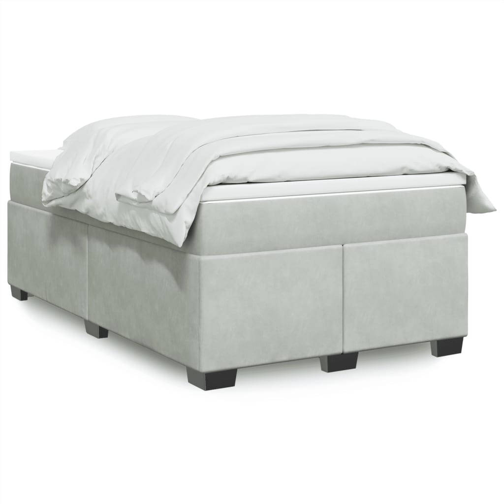 Sommier à lattes de lit et matelas gris clair 120x190cm velours - XIOS