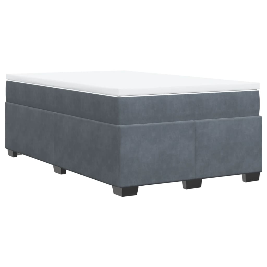 Sommier à lattes de lit et matelas gris foncé 120x190cm velours - XIOS