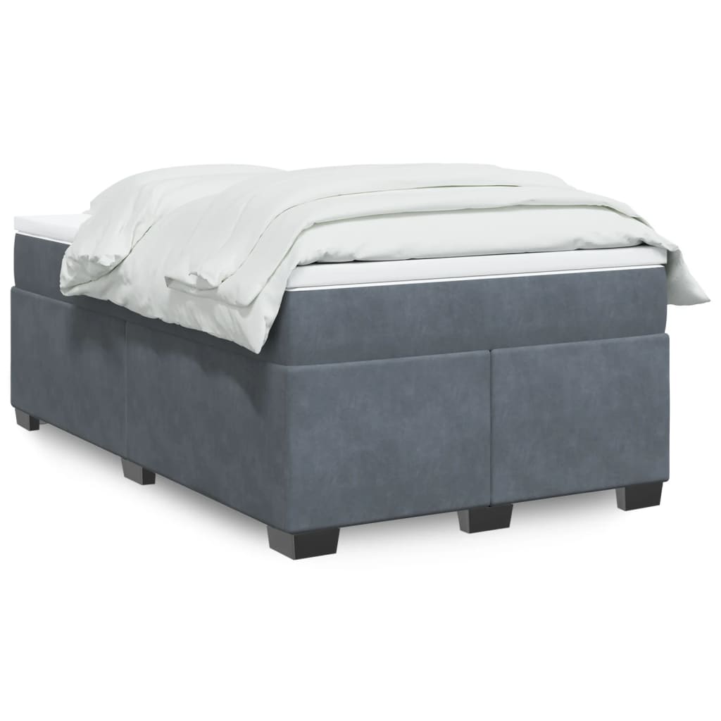 Sommier à lattes de lit et matelas gris foncé 120x190cm velours - XIOS
