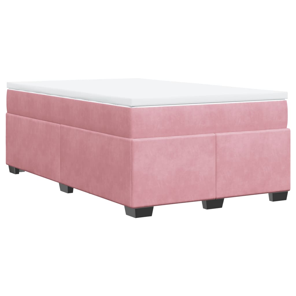 Sommier à lattes de lit avec matelas rose 120x190 cm velours