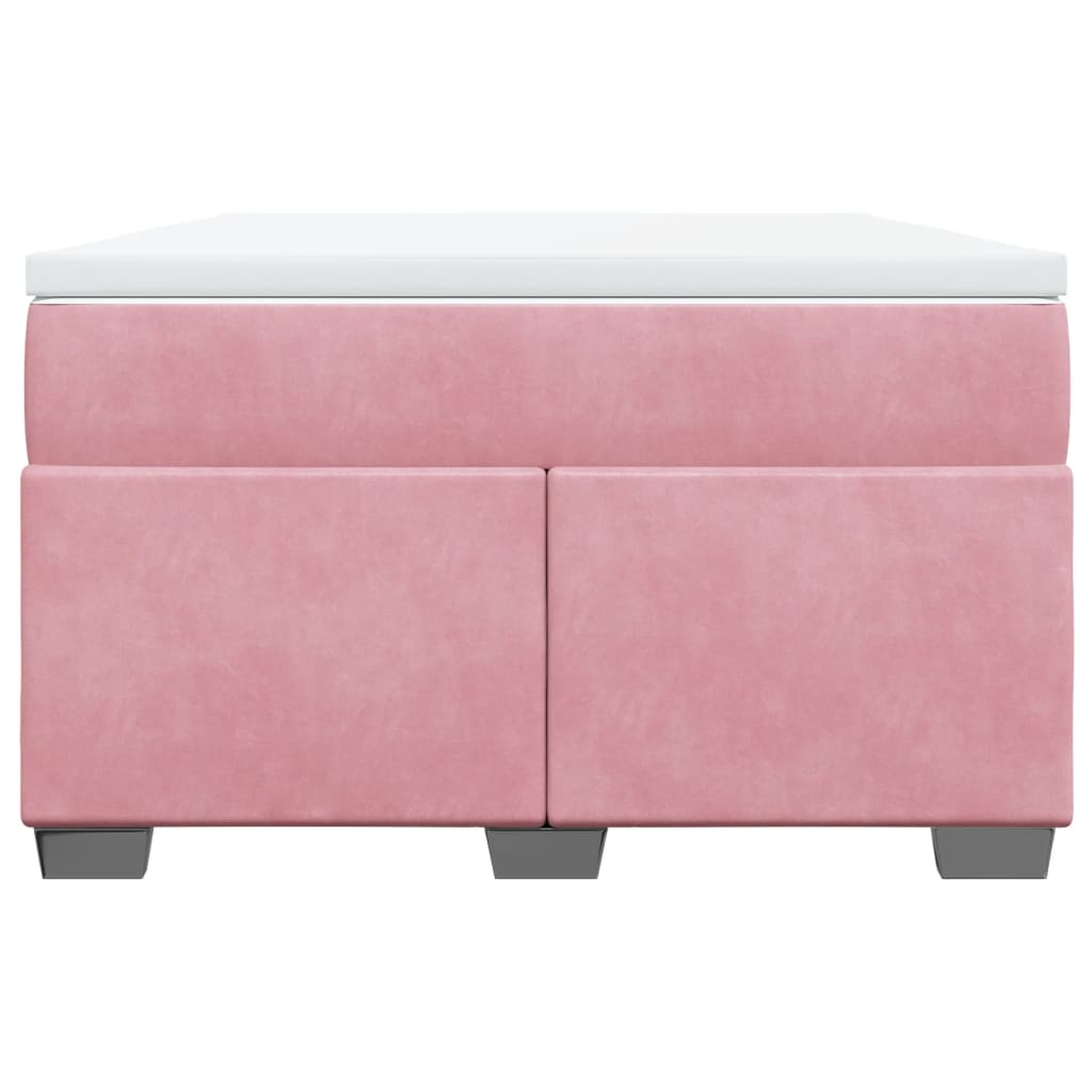 Sommier à lattes de lit avec matelas rose 120x190 cm velours