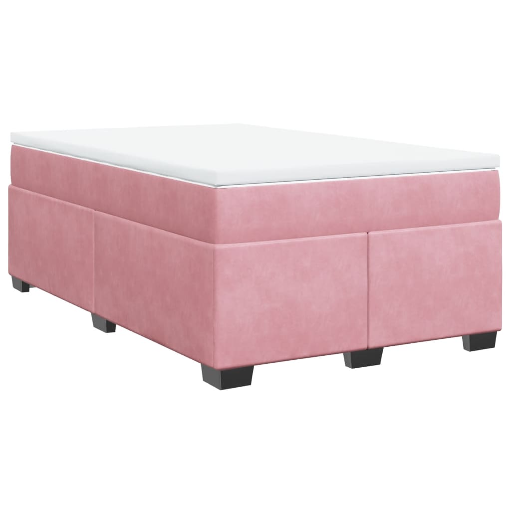 Sommier à lattes de lit avec matelas rose 120x190 cm velours