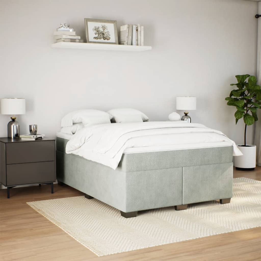 Sommier à lattes de lit et matelas Gris clair 140x190cm Velours - XIOS