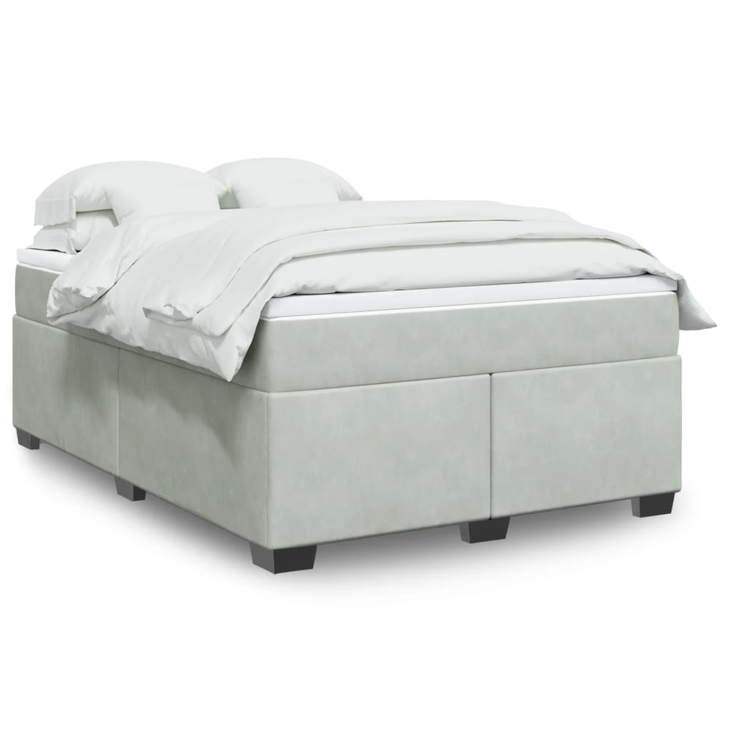 Sommier à lattes de lit et matelas Gris clair 140x190cm Velours - XIOS
