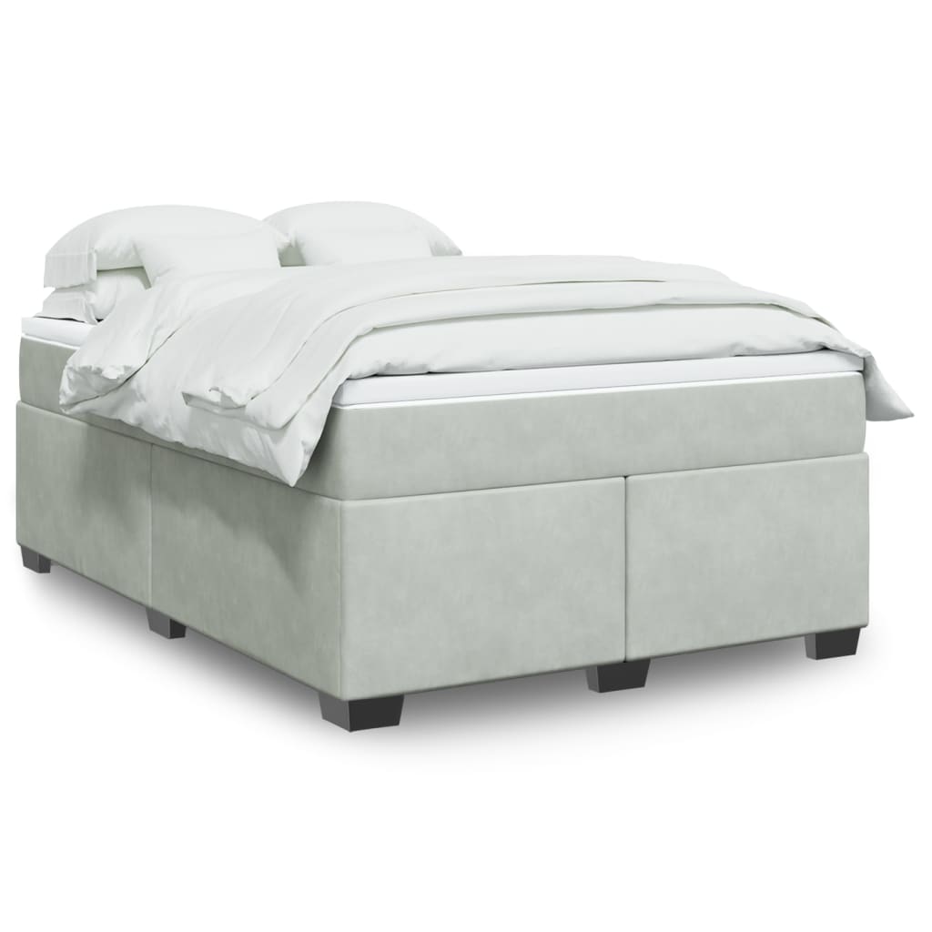 Sommier à lattes de lit et matelas Gris clair 140x200cm Velours - XIOS