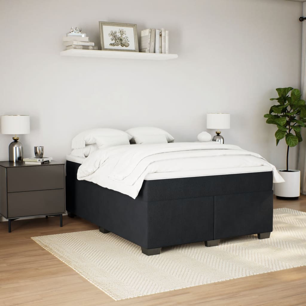 Sommier à lattes de lit avec matelas Noir 140x200 cm Velours - XIOS