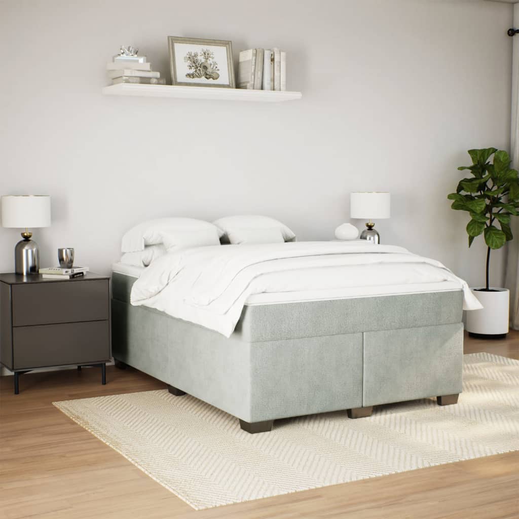 Sommier à lattes de lit et matelas Gris clair 160x200cm Velours - XIOS