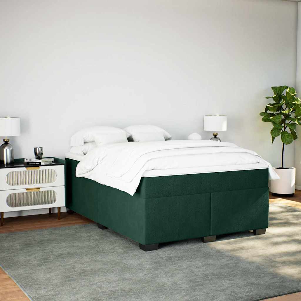 Sommier à lattes de lit et matelas Vert foncé 160x200cm Velours