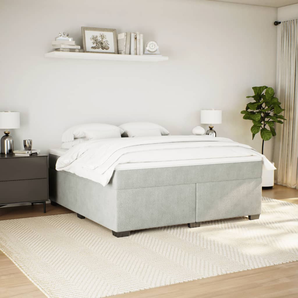 Sommier à lattes de lit et matelas Gris clair 180x200cm Velours - XIOS