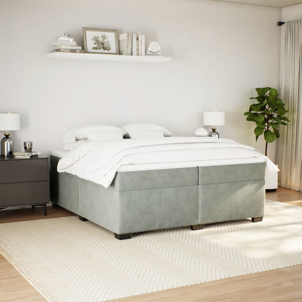 Sommier à lattes de lit et matelas Gris clair 200x200cm Velours - XIOS