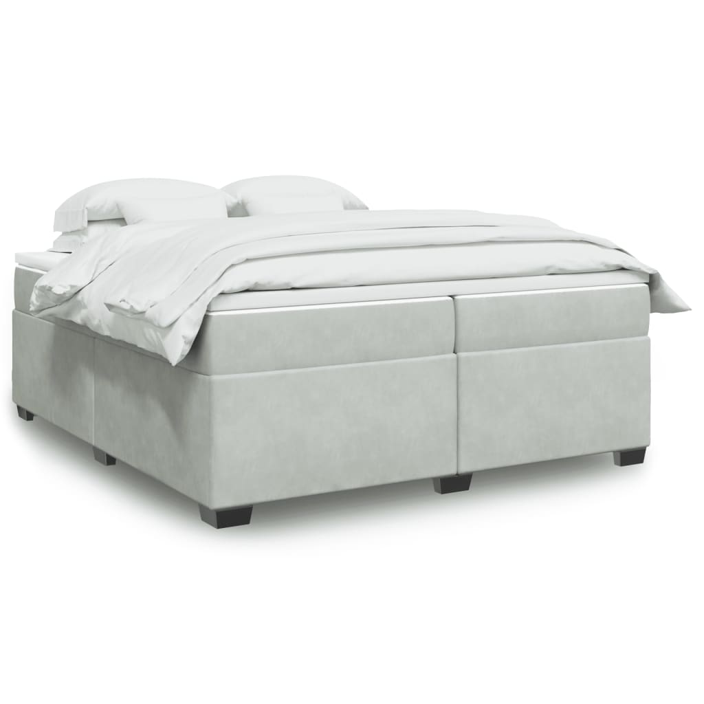 Sommier à lattes de lit et matelas Gris clair 200x200cm Velours - XIOS