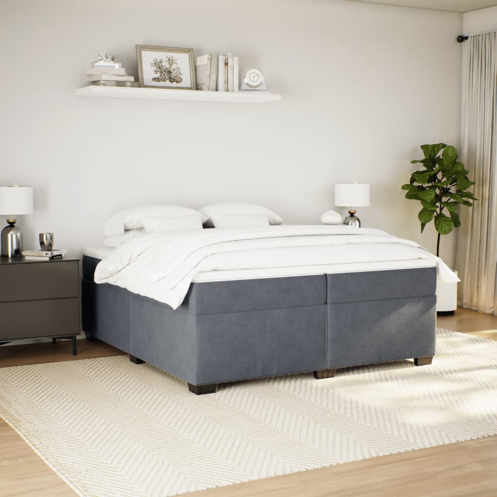 Sommier à lattes de lit et matelas Gris foncé 200x200cm Velours - XIOS