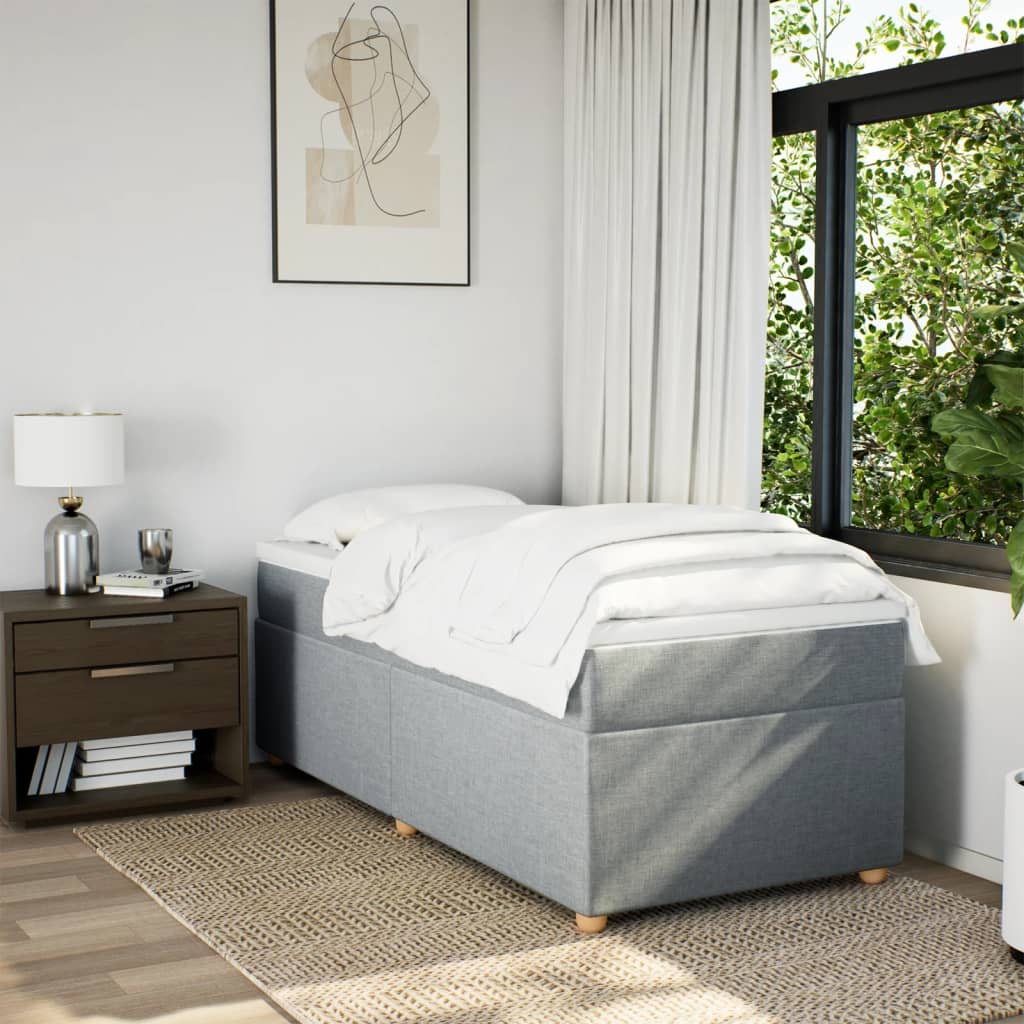 Sommier à lattes de lit et matelas Gris clair 90x190 cm Tissu - XIOS
