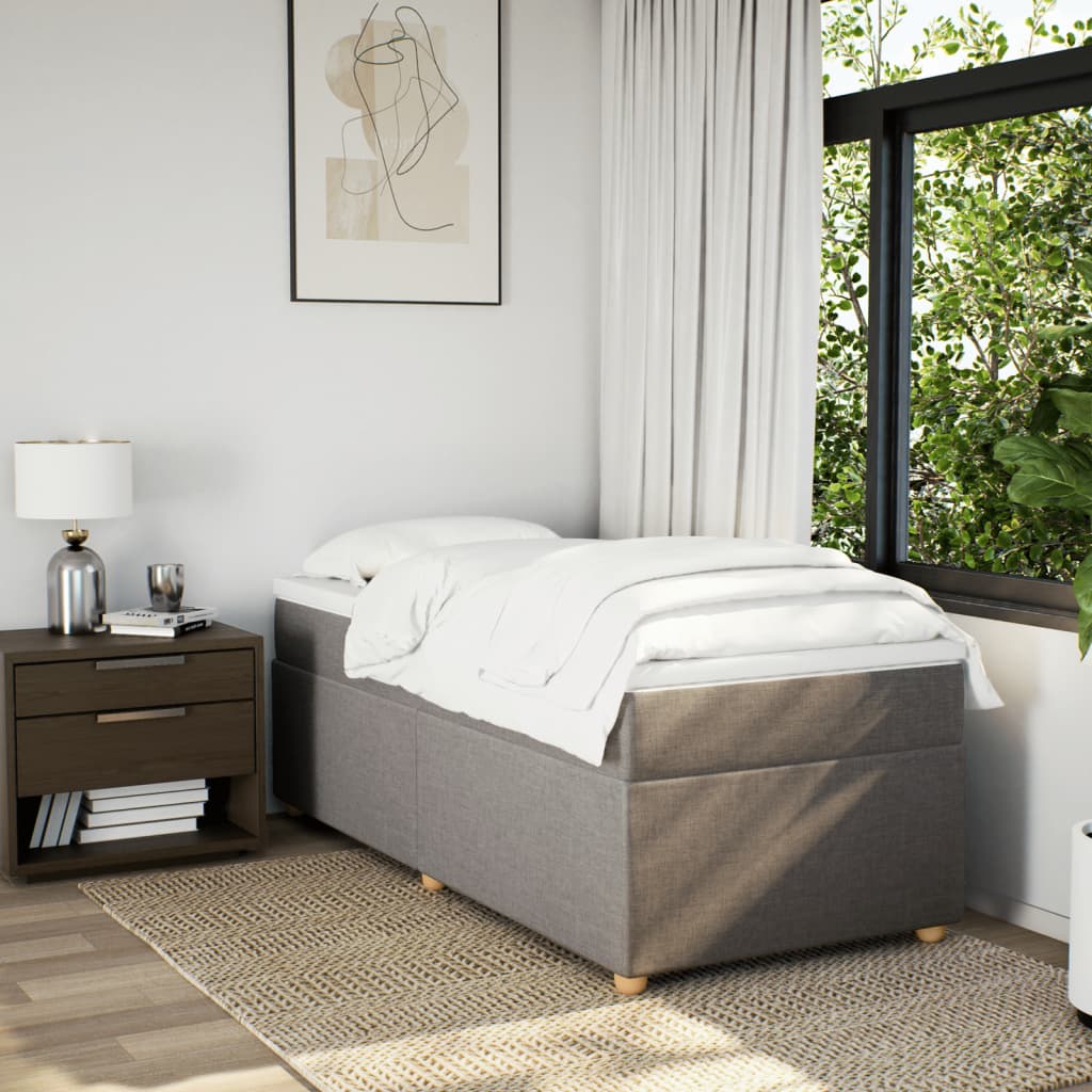Sommier à lattes de lit avec matelas Taupe 90x190 cm Tissu - XIOS