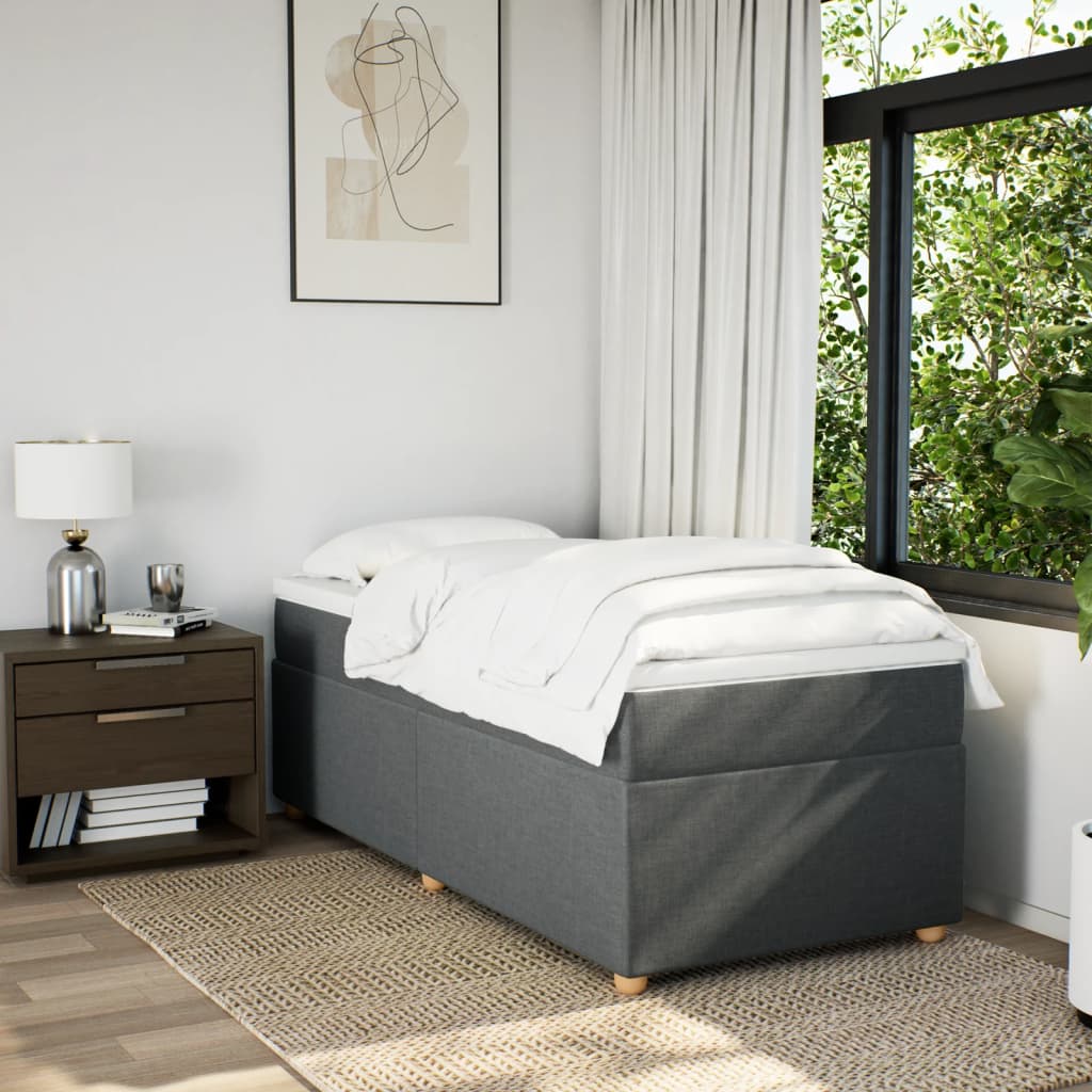 Sommier à lattes de lit avec matelas Gris foncé 90x200 cm Tissu - XIOS