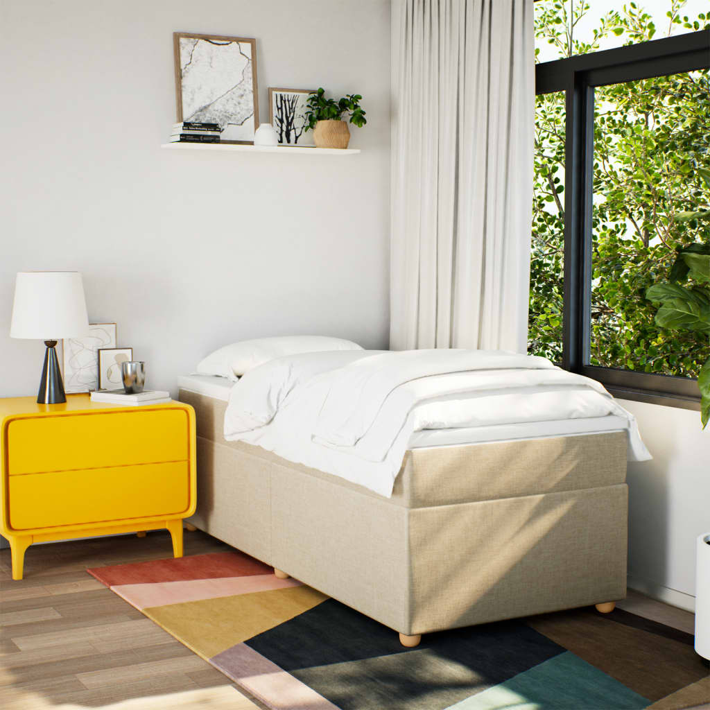 Sommier à lattes de lit avec matelas Crème 90x200 cm Tissu - XIOS