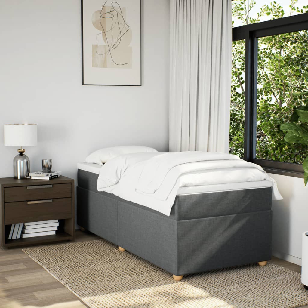 Sommier à lattes de lit avec matelas Gris foncé 100x200cm Tissu - XIOS