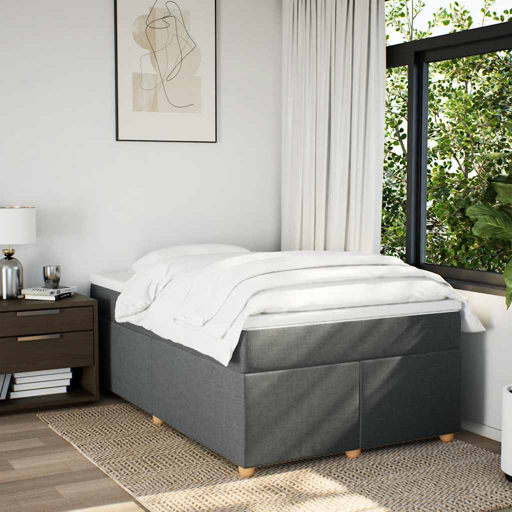 Sommier à lattes de lit avec matelas gris foncé 120x190cm tissu - XIOS