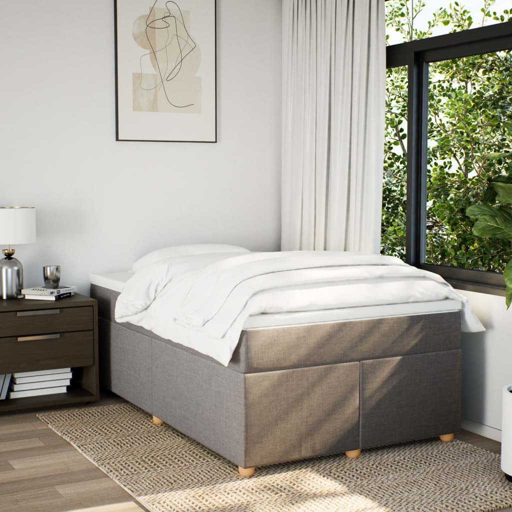 Sommier à lattes de lit avec matelas taupe 120x190 cm tissu - XIOS