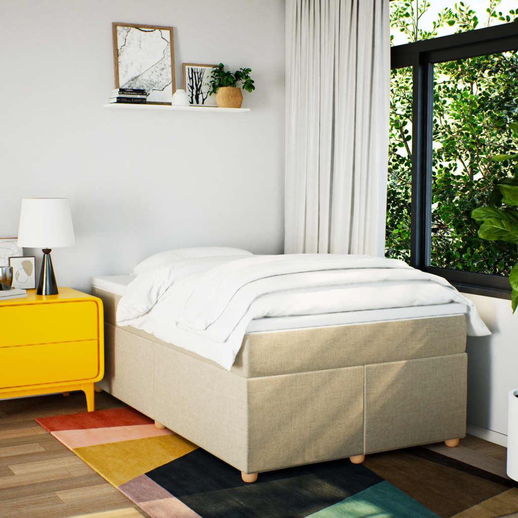 Sommier à lattes de lit avec matelas Crème 120x200 cm Tissu - XIOS