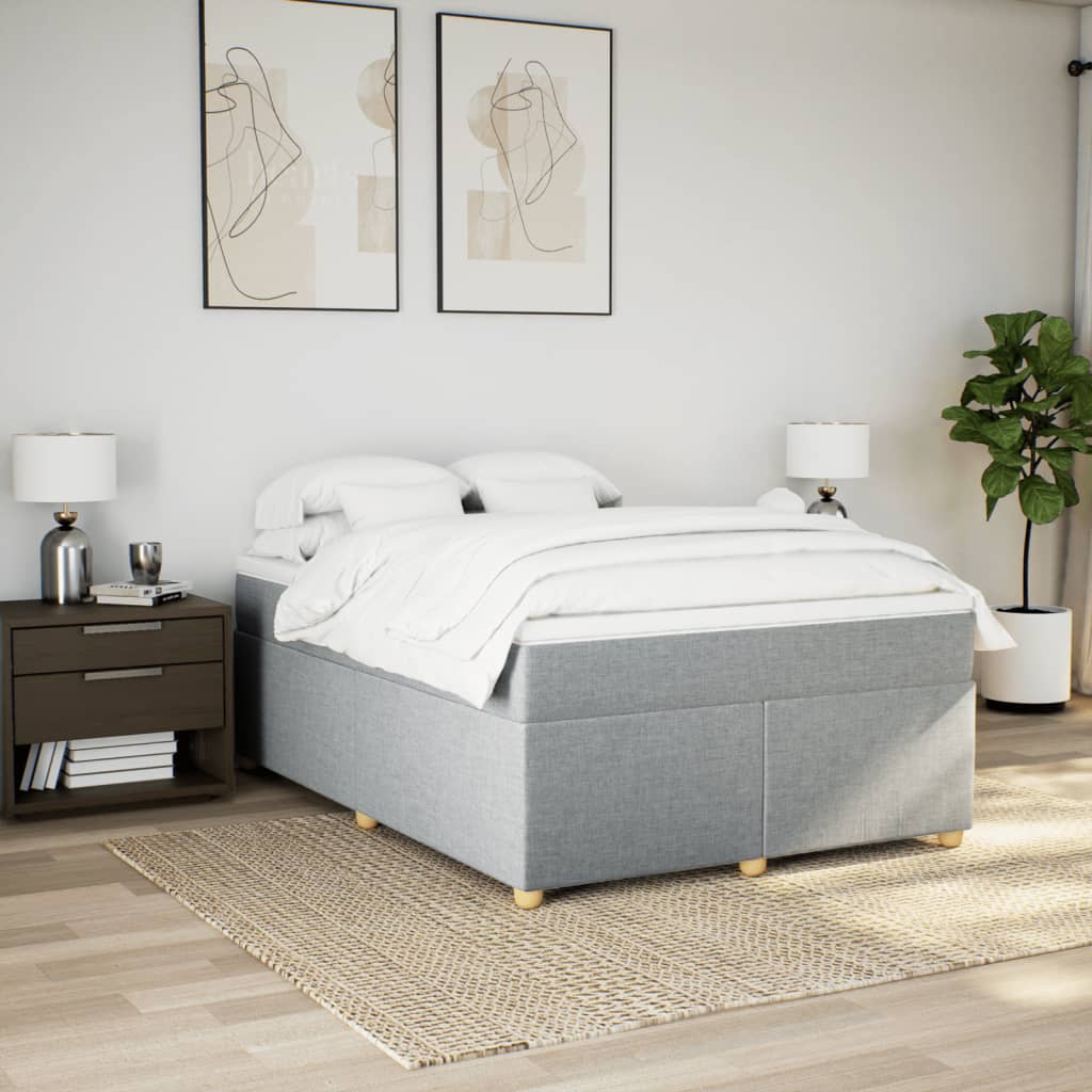 Sommier à lattes de lit avec matelas Gris clair 140x190cm Tissu - XIOS