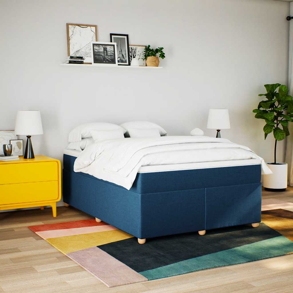 Sommier à lattes de lit avec matelas Bleu 140x190 cm Tissu - XIOS