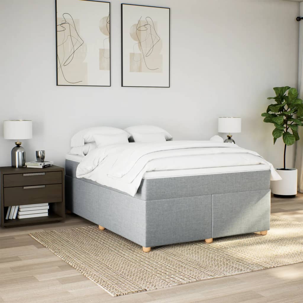 Sommier à lattes de lit avec matelas Gris clair 160x200cm Tissu - XIOS