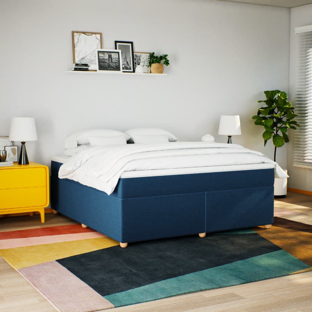 Sommier à lattes de lit avec matelas Bleu 180x200 cm Tissu - XIOS