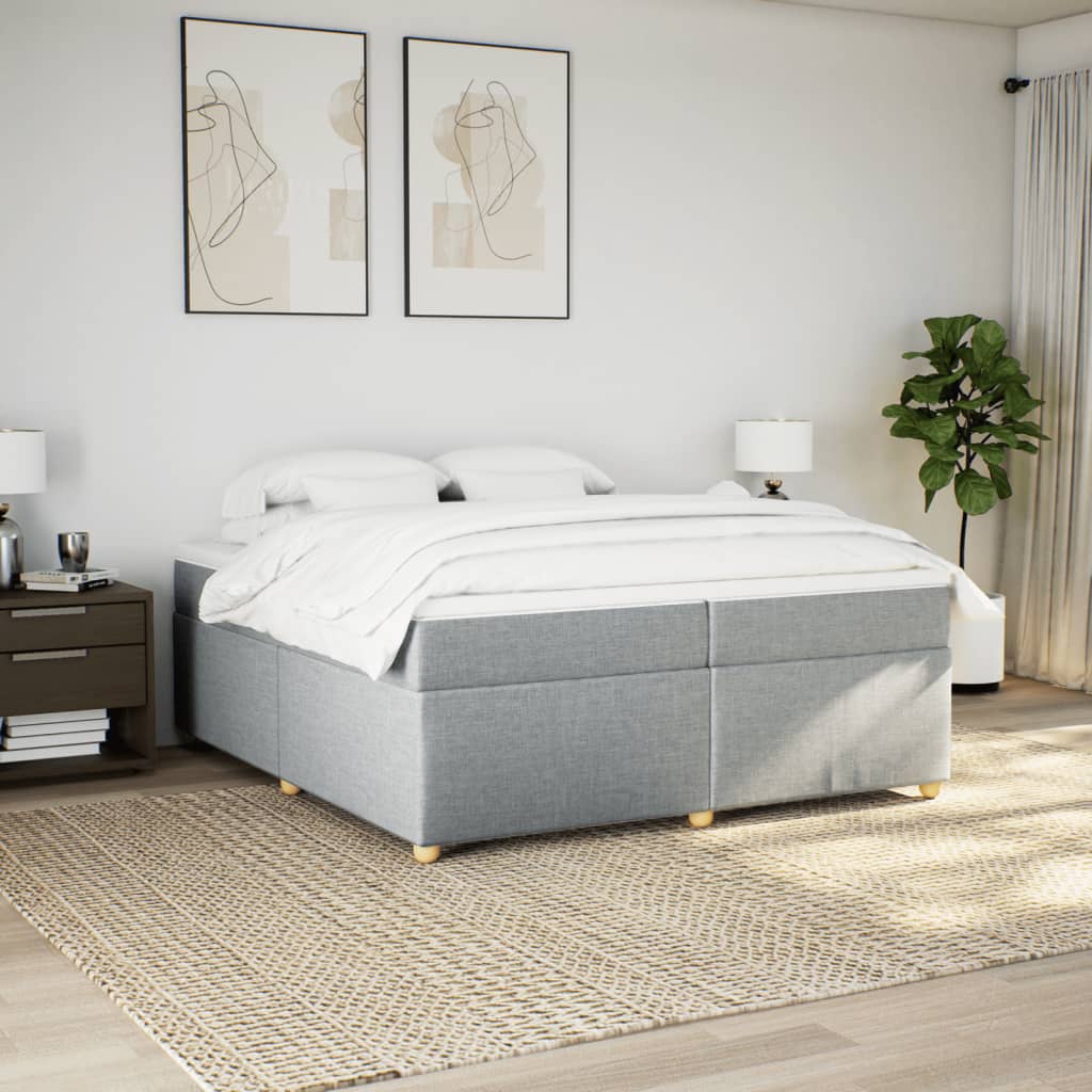 Sommier à lattes de lit avec matelas Gris clair 200x200cm Tissu - XIOS