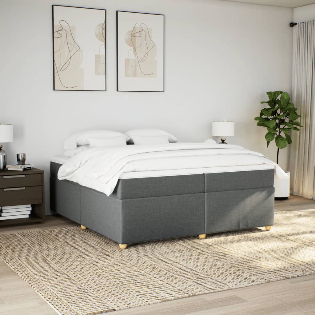 Sommier à lattes de lit avec matelas Gris foncé 200x200cm Tissu - XIOS