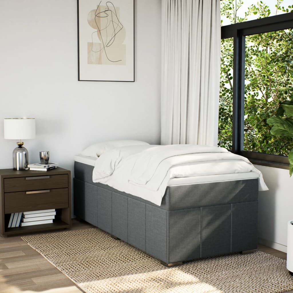 Sommier à lattes de lit et matelas Gris foncé 90x190 cm Tissu - XIOS