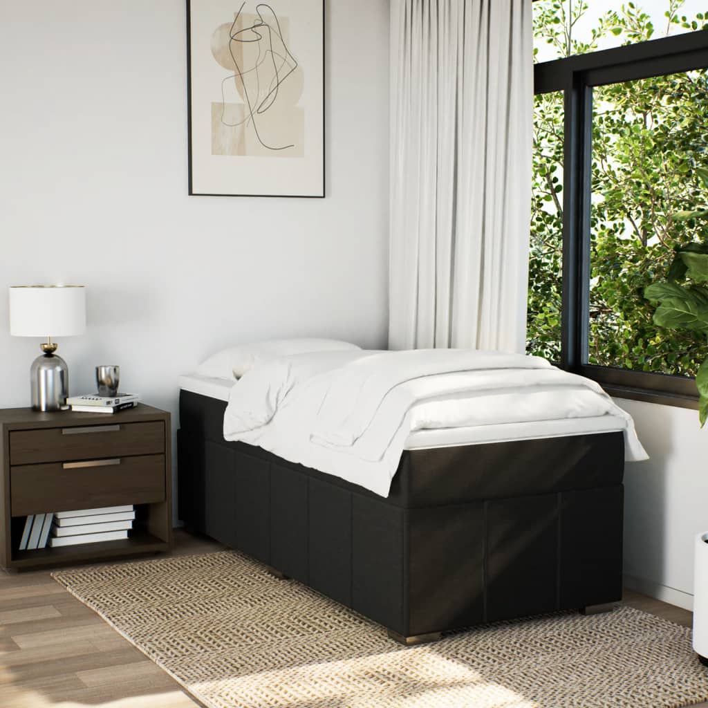 Sommier à lattes de lit avec matelas Noir 90x200 cm Tissu - XIOS