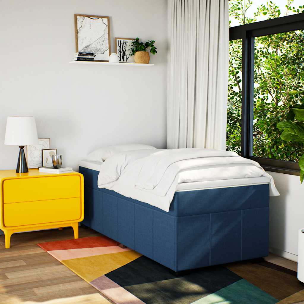 Sommier à lattes de lit avec matelas Bleu 100x200 cm Tissu - XIOS