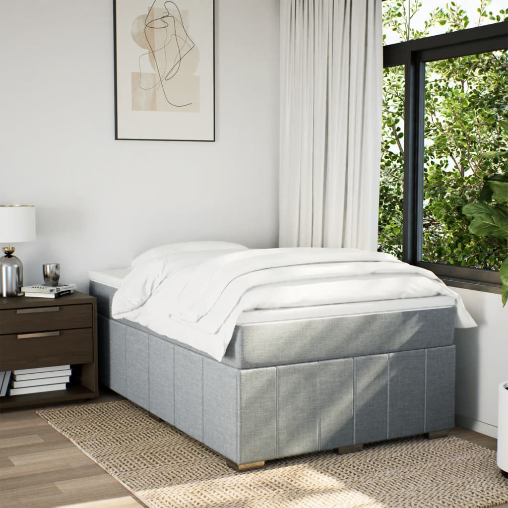 Sommier à lattes de lit et matelas gris clair 120x190 cm tissu - XIOS