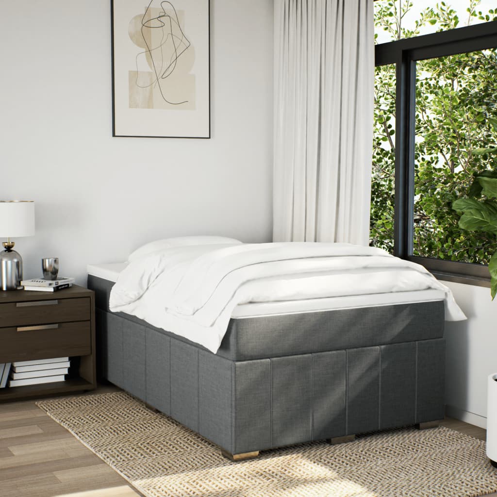 Sommier à lattes de lit avec matelas gris foncé 120x190cm tissu - XIOS