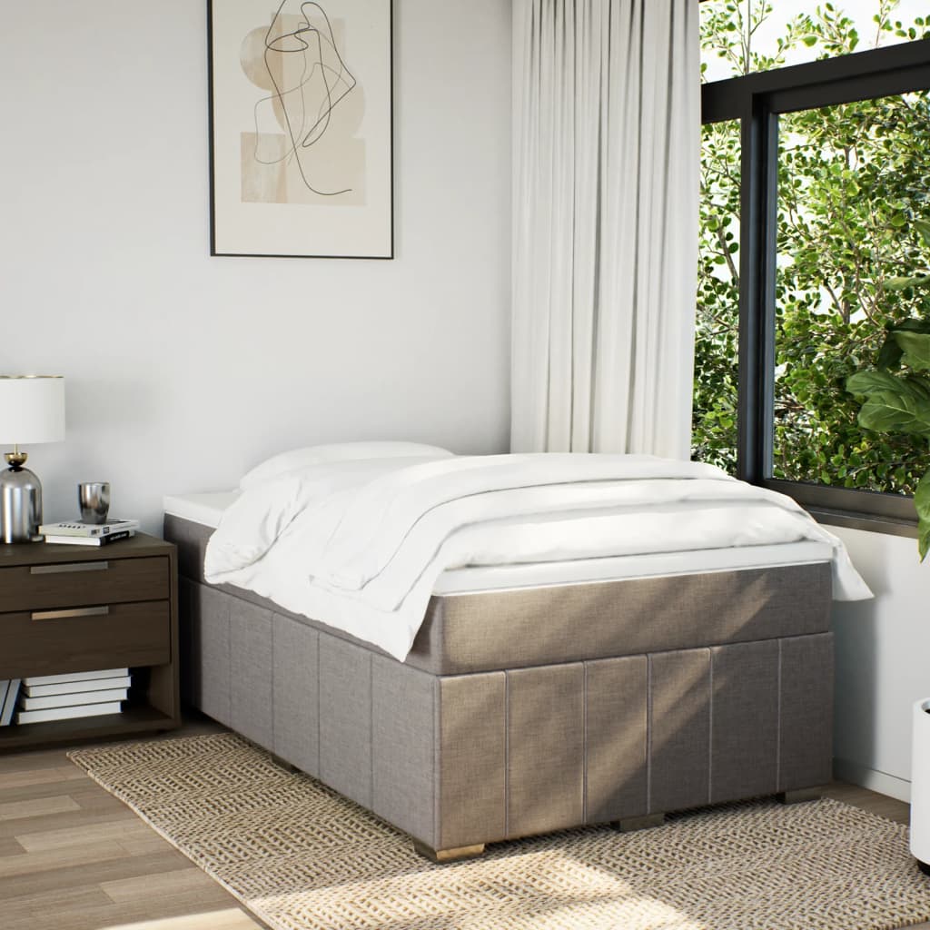 Sommier à lattes de lit avec matelas taupe 120x190 cm tissu - XIOS