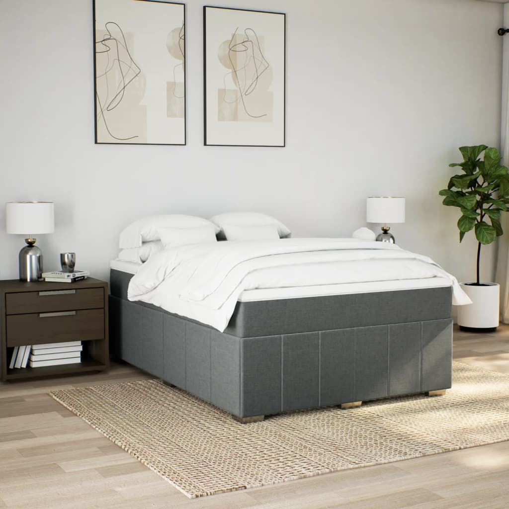 Sommier à lattes de lit avec matelas Gris foncé 140x190cm Tissu - XIOS