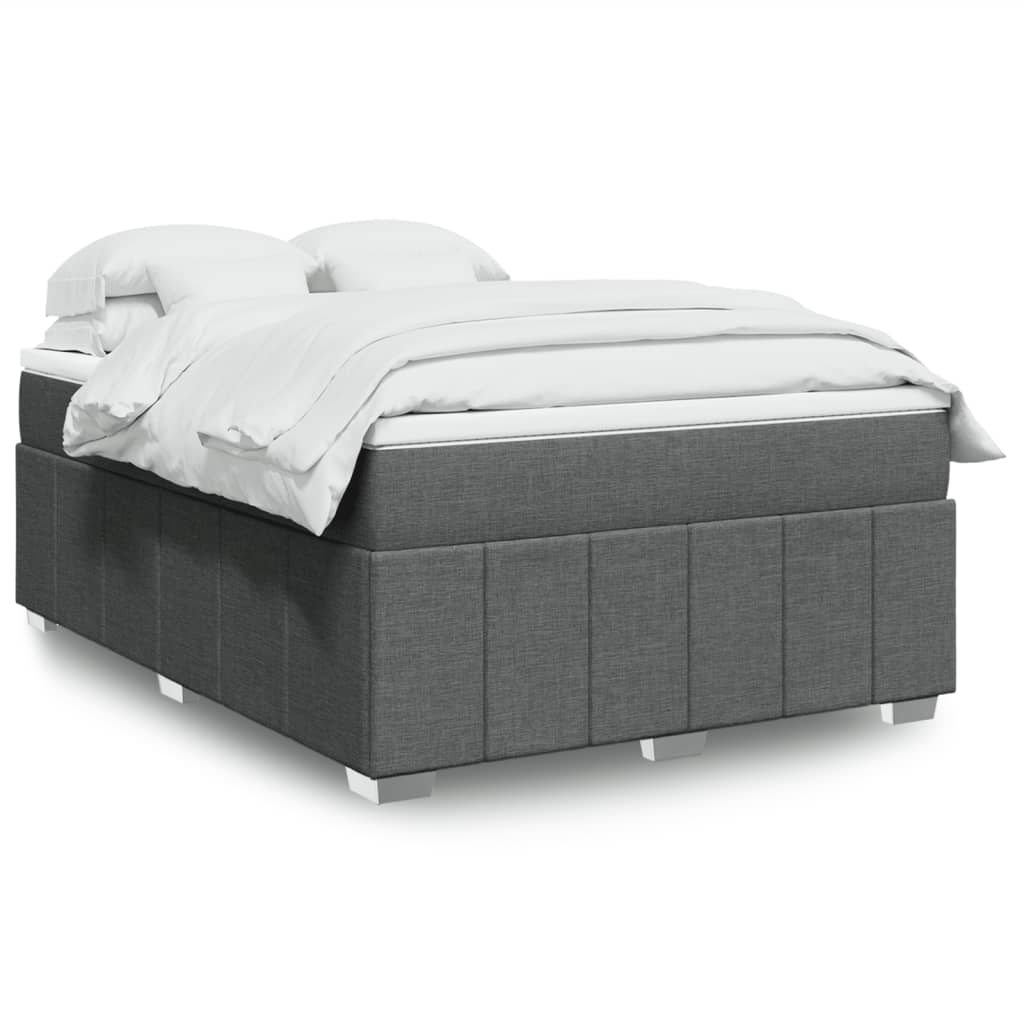 Sommier à lattes de lit avec matelas Gris foncé 140x190cm Tissu - XIOS