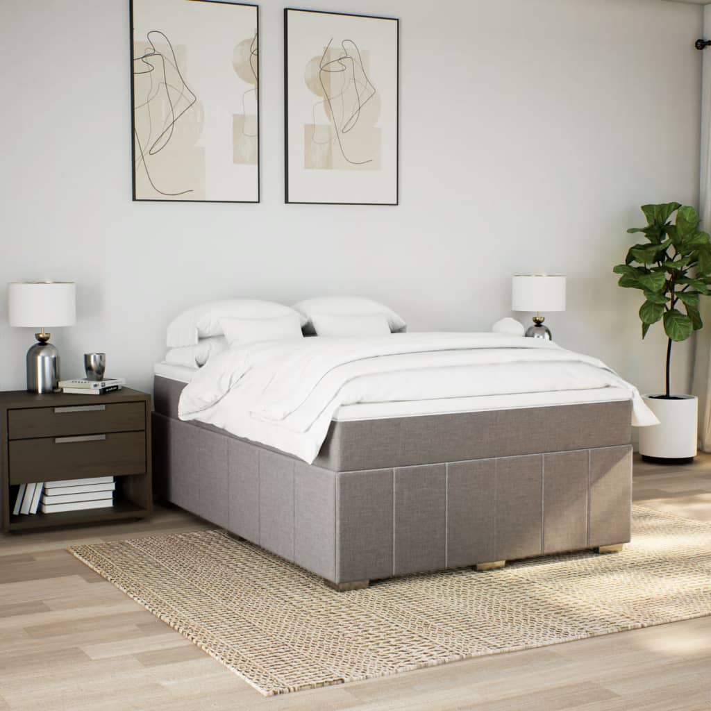 Sommier à lattes de lit avec matelas Taupe 140x190 cm Tissu - XIOS