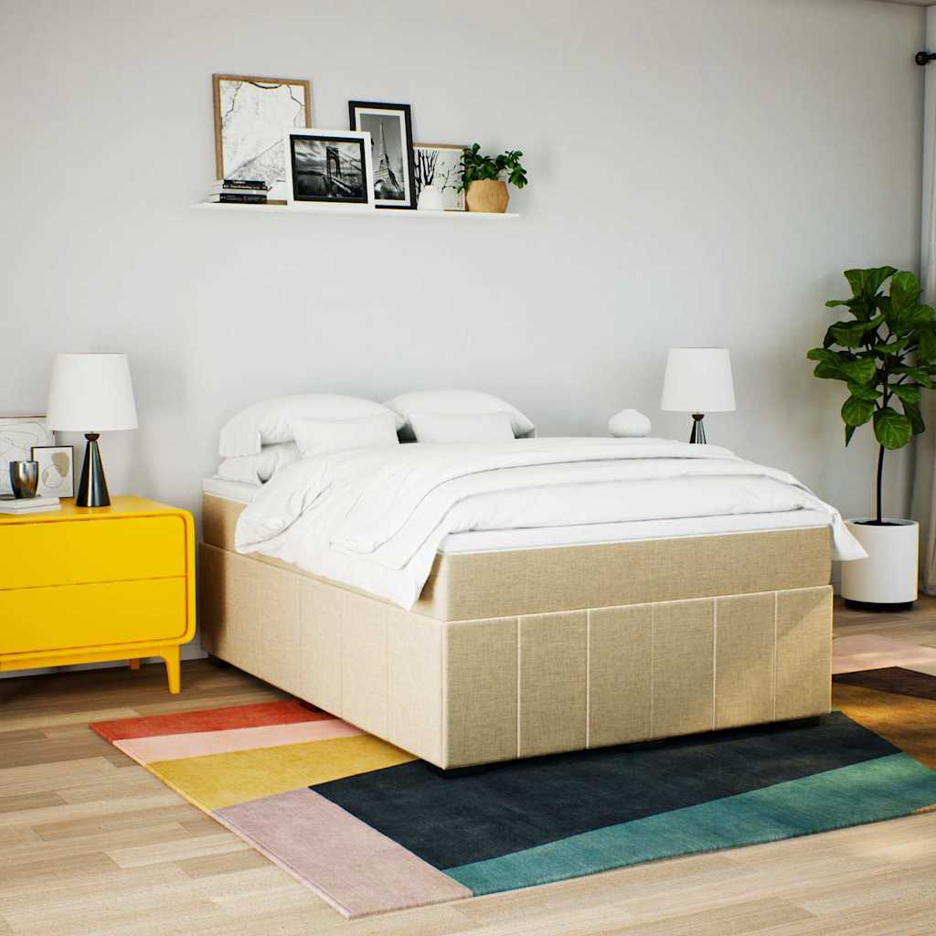 Sommier à lattes de lit avec matelas Crème 140x190 cm Tissu - XIOS