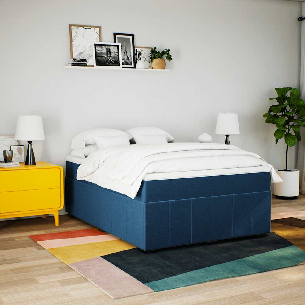 Sommier à lattes de lit avec matelas Bleu 140x190 cm Tissu - XIOS