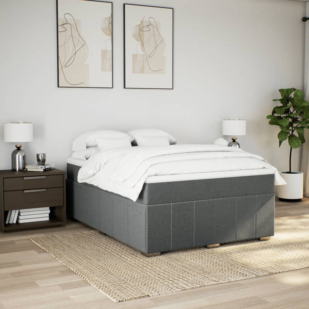 Sommier à lattes de lit avec matelas Gris foncé 140x200cm Tissu - XIOS