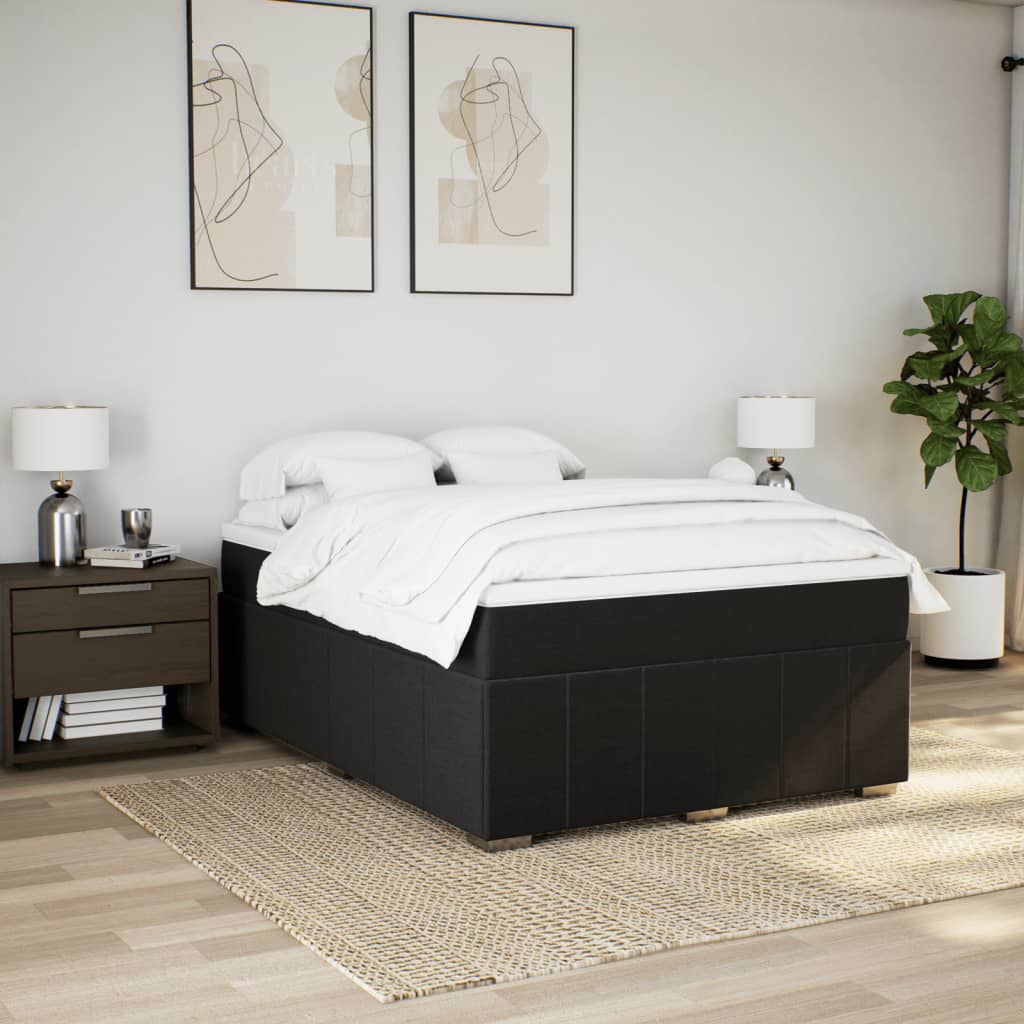 Sommier à lattes de lit avec matelas Noir 140x200 cm Tissu - XIOS