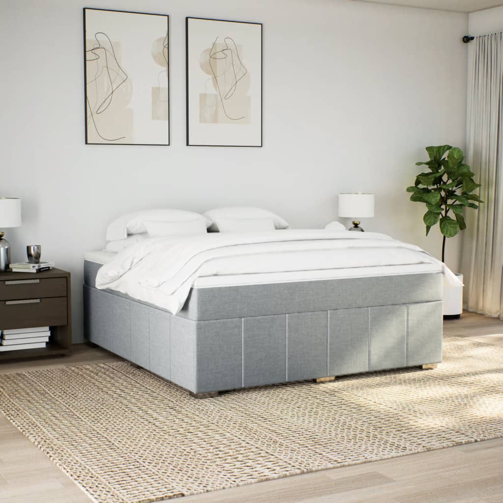 Sommier à lattes de lit avec matelas Gris clair 180x200cm Tissu