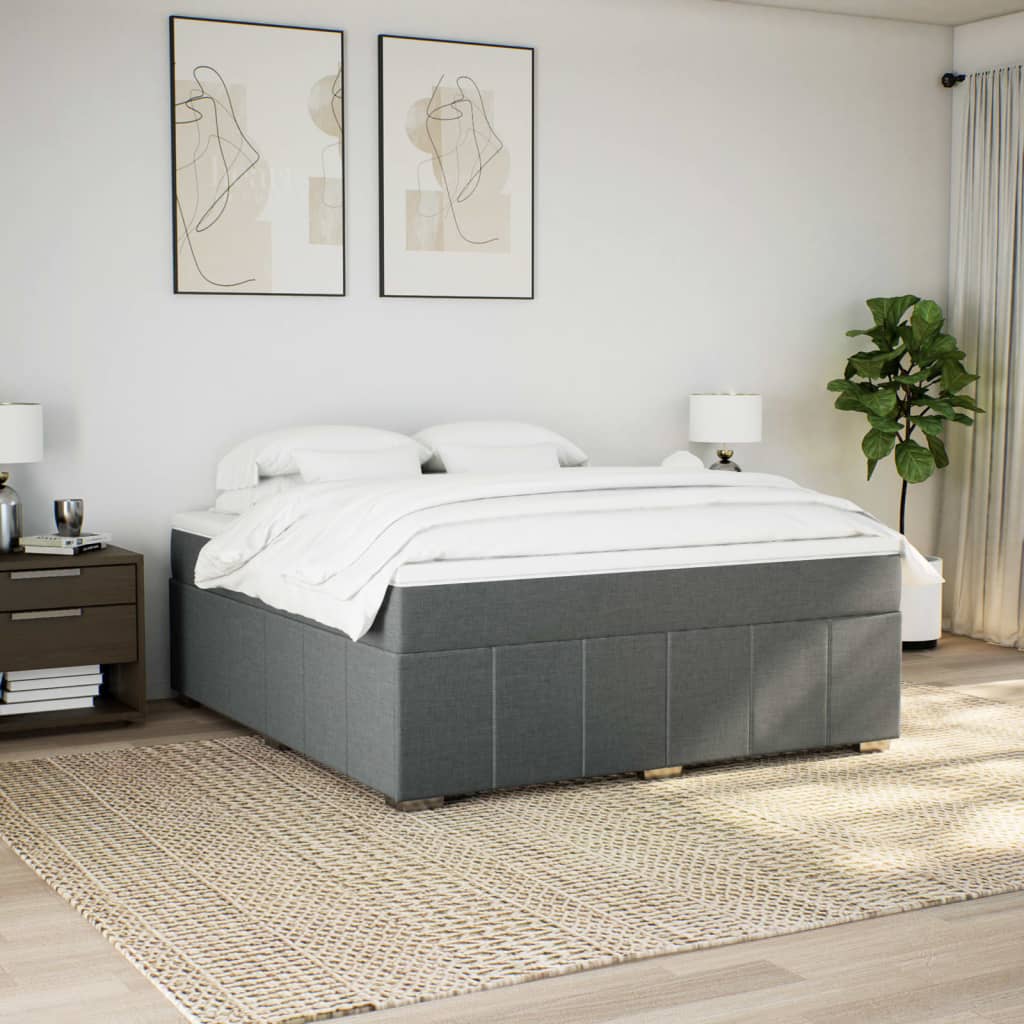 Sommier à lattes de lit avec matelas Gris foncé 180x200cm Tissu - XIOS