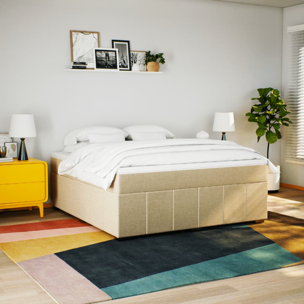 Sommier à lattes de lit avec matelas Crème 180x200 cm Tissu - XIOS
