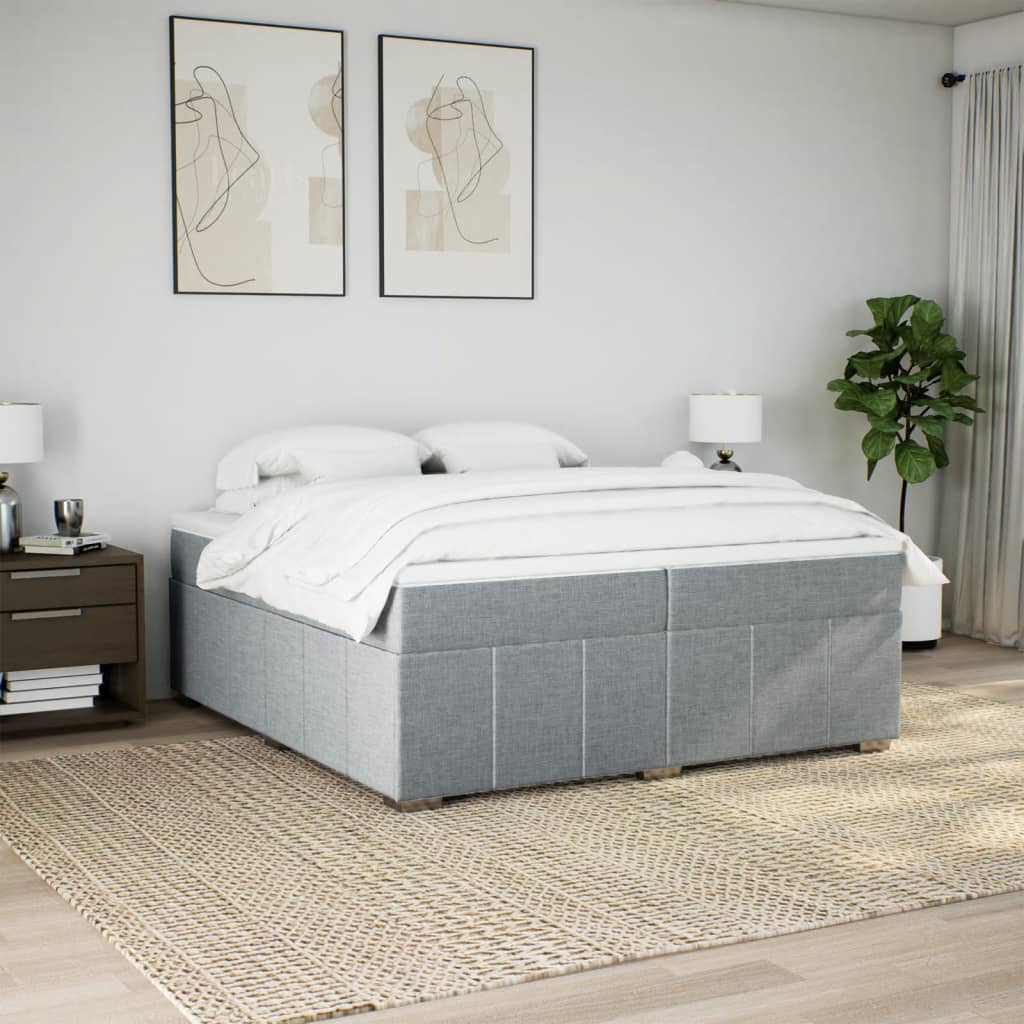 Sommier à lattes de lit avec matelas Gris foncé 200x200cm Tissu - XIOS