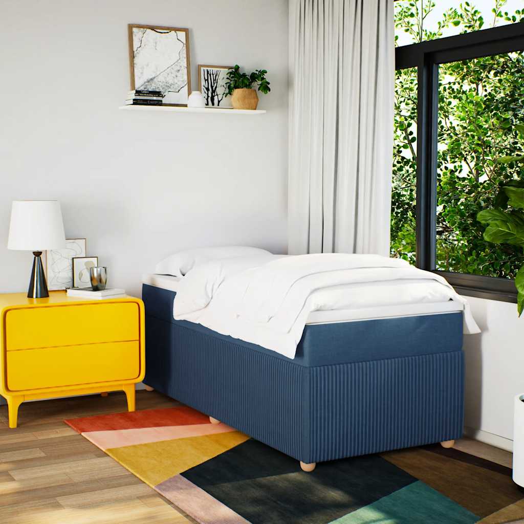 Sommier à lattes de lit avec matelas Bleu 90x190 cm Tissu - XIOS
