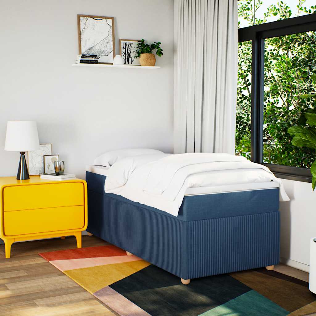 Sommier à lattes de lit avec matelas Bleu 100x200 cm Tissu - XIOS