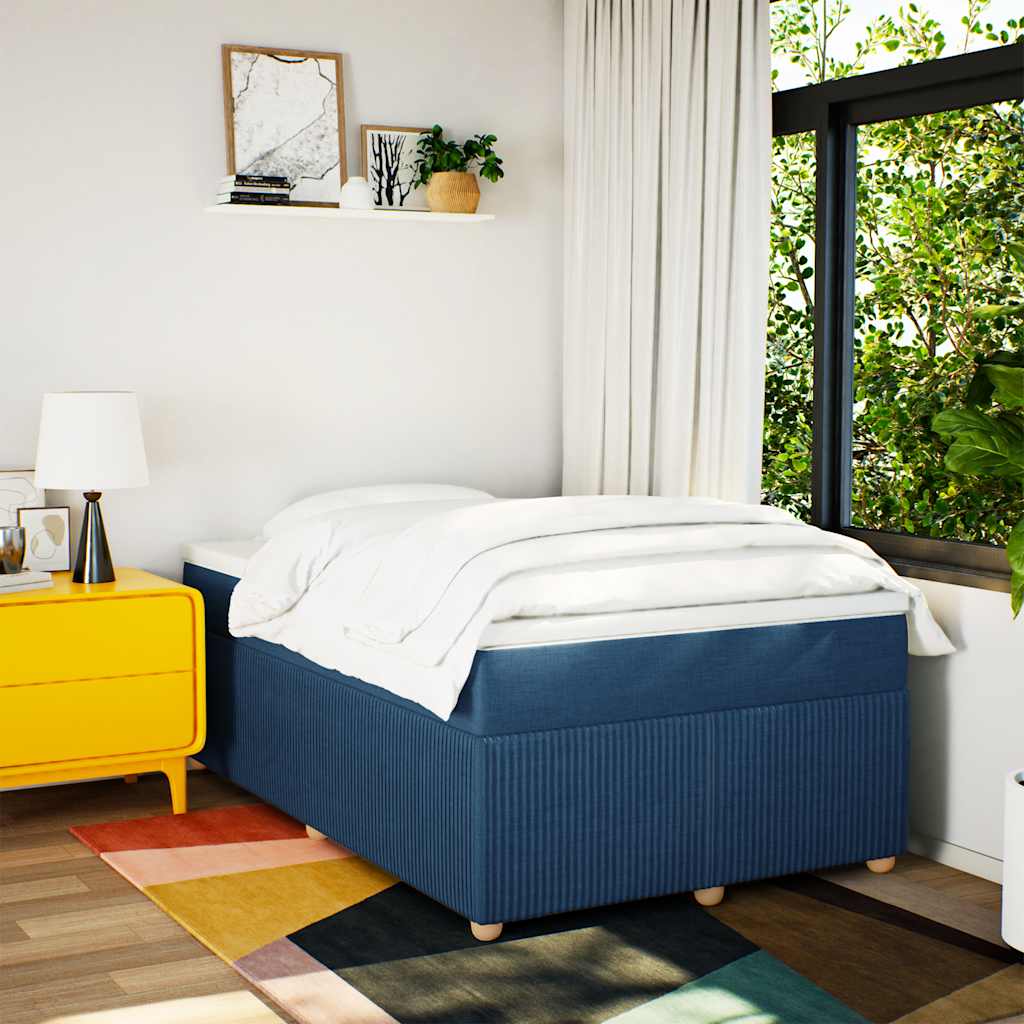 Sommier à lattes de lit avec matelas bleu 120x190 cm tissu - XIOS